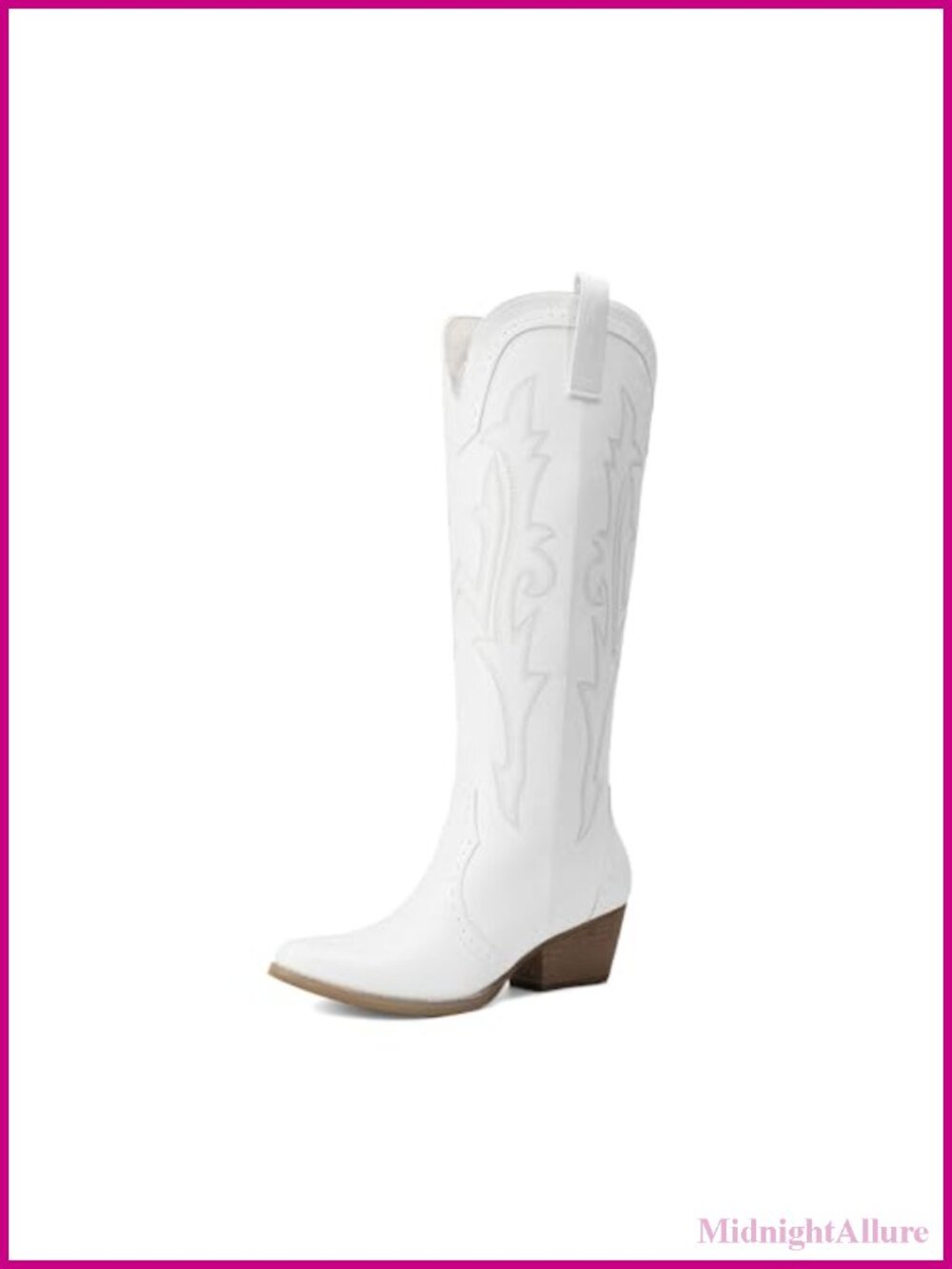 Women's Embroidered Knee-High Western Cowboy Boots Faux Leather